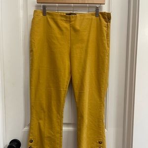 Mustard capris with side zipper
